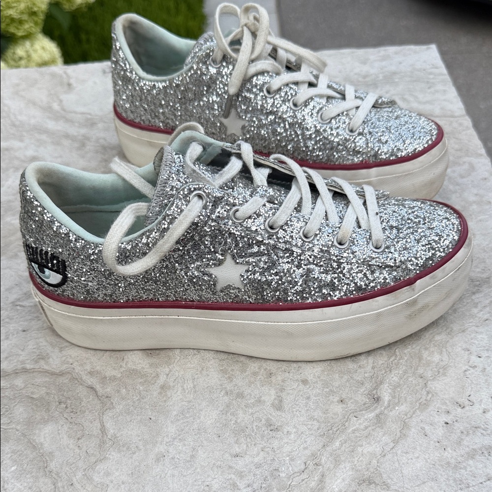 Converse Silver Glitter Women's Shoes